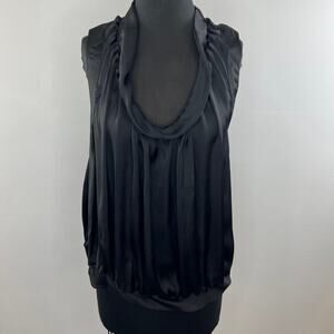 Blaque Label Black Sleeveless Scoop Gathered Neck Silky Blouson Top Size M